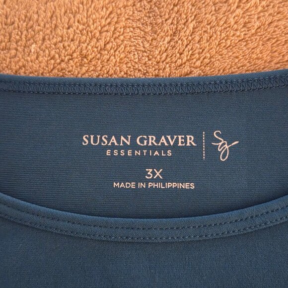 Susan Graver Essentials Liquid Knit Pullover Tunic Top Size 3X Forest Green - Picture 3 of 7